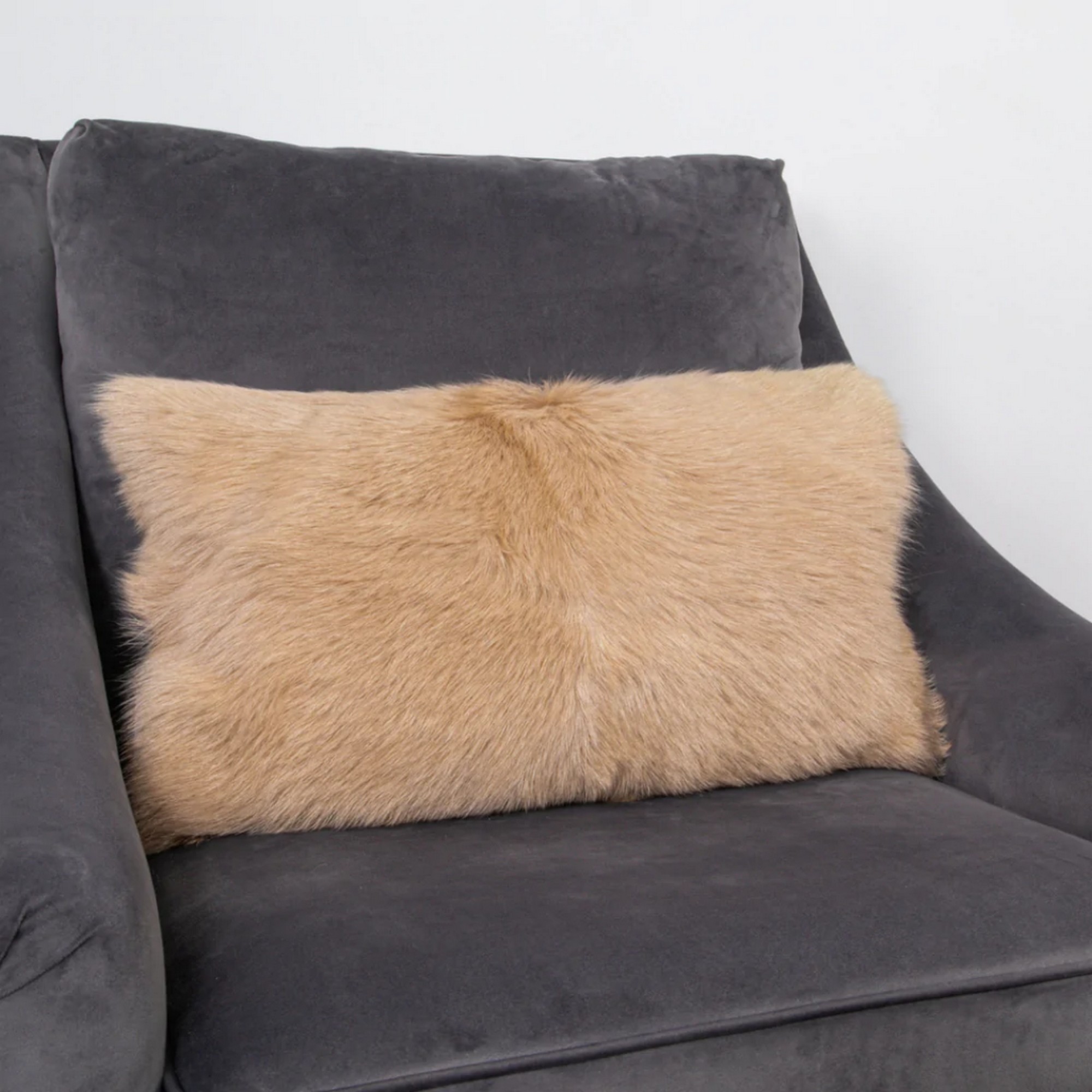 Florie Goatskin Bolster Cushion In Cream